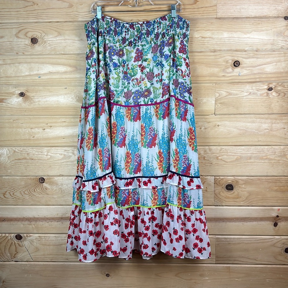 Anthropologie Lorraine Boho Plus Size Tiered Maxi Skirt Size 2X NWT